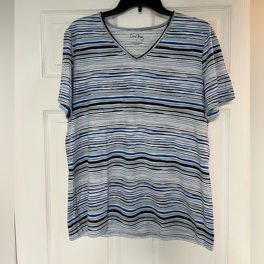 Coral Bay Blue and White Striped Top